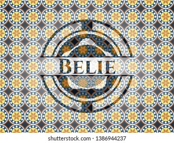 Belie arabic emblem background. Arabesque decoration.