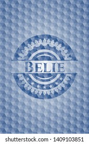 Belie blue badge with geometric pattern. Vector Illustration. Detailed.