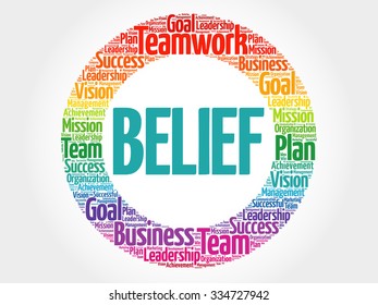 BELIEF circle stamp word cloud, business concept