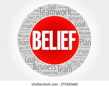 BELIEF circle word cloud, business concept