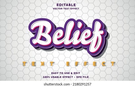 belief editable text effect with modern and simple style, usable for logo or campaign title