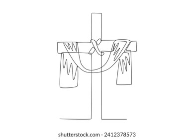 Belief in Jesus Christ is a sign of the cross. palm Sunday one-line drawing