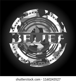 Belief on grey camouflage pattern
