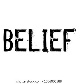 BELIEF stamp on white