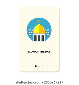 Belief symbol flat icon. Golden dome of mosque church isolated vector sign. Culture and religion concept. Vector illustration symbol elements for web design and apps