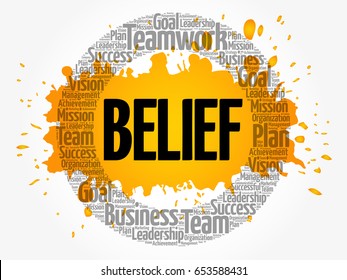 BELIEF word cloud collage, business concept background