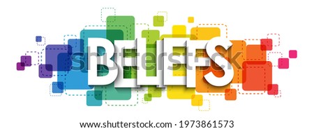 BELIEFS colorful rainbow gradient vector typography banner on white background