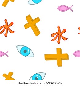 Beliefs pattern. Cartoon illustration of beliefs vector pattern for web