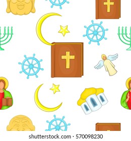 Beliefs pattern. Cartoon illustration of beliefs vector pattern for web