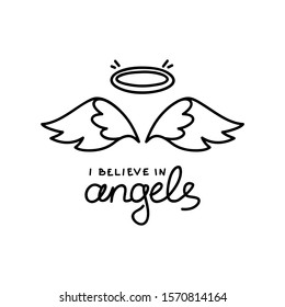 Believe Angels Handwritten Lettering Composition Decorated Stock Vector ...