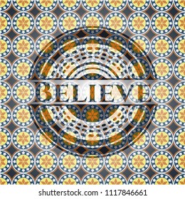 Believe arabesque emblem background. arabic decoration.