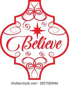 Believe Arabesque Tile Christmas Ornament  christmas   new year design