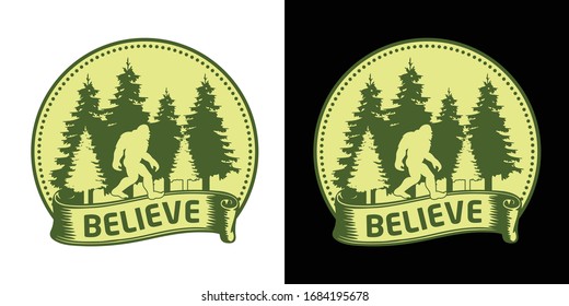 Believe - Bigfoot Printable Vector Illustration