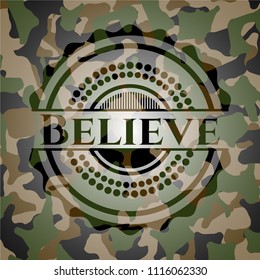 Believe camouflage emblem