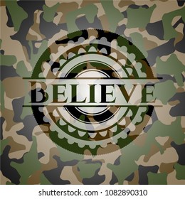 Believe camouflage emblemBelieve on camouflage pattern