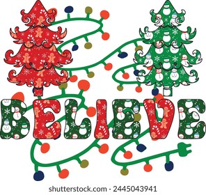 Believe Christmas Sublimation Design Lover