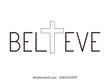 Believe Cross Logo church faith religious sign 