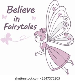 Believe in Fairytales: A Whimsical Fairy Illustration Vector Design