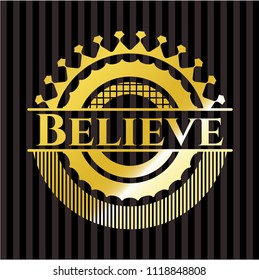 Believe gold badge or emblem