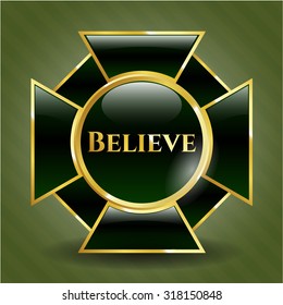 Believe gold shiny emblem