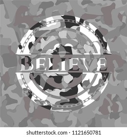 Believe grey camo emblem