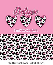 believe heart love animal print girl