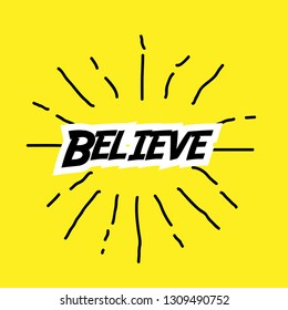 believe, label with yellow
