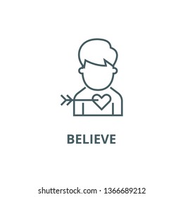 Believe line icon, vector. Believe outline sign, concept symbol, flat illustration