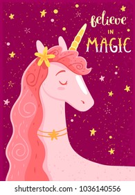 Believe in Magic - Card with Unicorn