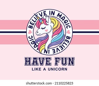 believe in magic, unicorn girls graphic tees vector designs and other uses