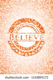 Believe orange mosaic emblem