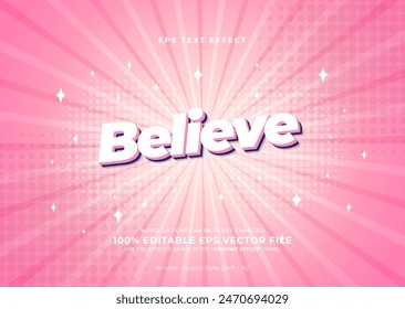 Believe pink editable text effect template
