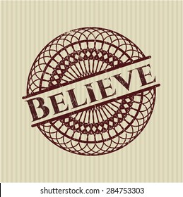 Believe rubber grunge stamp