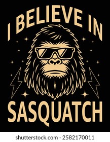 I Believe in Sasquatch t-shirt design vector template