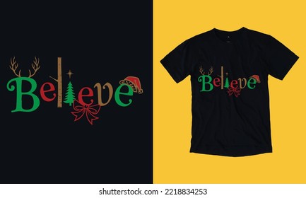 believe t shirt design free vector svg design template, gnome, santa clause, December , cookie, crew, typography, snowman, new year