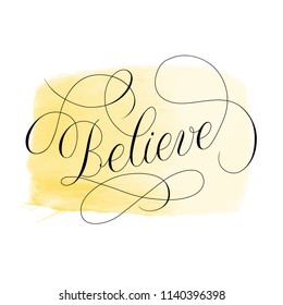Believe text calligraphy with flourish elements  vector