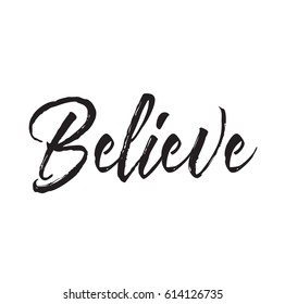 Believe Text Design Vector Calligraphy Typography Stock Vector (Royalty ...