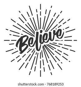 believe text typography sun circle retro vintage design