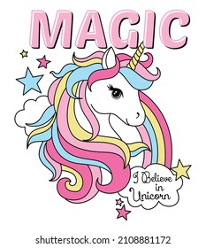 I Believe In Unicorn, Girls Graphic Tees Vector Designs And Other Uses