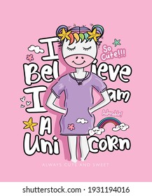 I believe I am a unicorn slogan design for fashion graphics, t shirt prints, posters, stickers etc