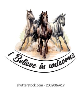 I believe in unicorns slogan t shirt design