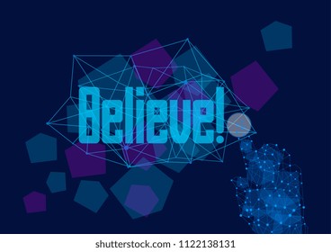believe, vector beautiful greeting card or label with technology theme.