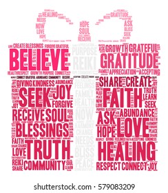 Believe word cloud on a white background.  