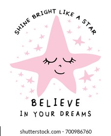 Believe in your dreams cute illustration design / Children textile graphic
