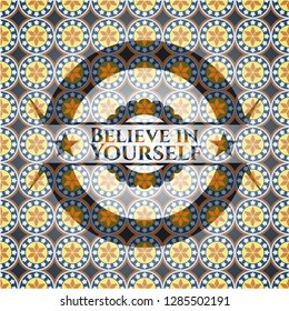 Believe in Yourself arabesque emblem. arabic decoration.