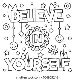 Believe Yourself Coloring Page Vector Illustration Stock Vector ...