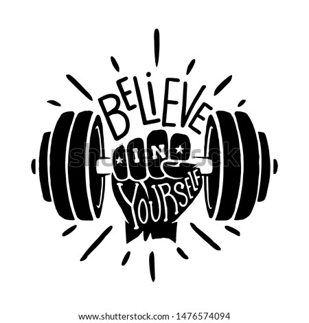 Believe in yourself cool t-shirt print, logo, emblem. Lettering. Hand drawn vector illustration. element for flyers, banner and posters.