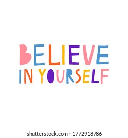 Believe Yourself Sign Fun Hand Drawn Stock Vector (Royalty Free ...