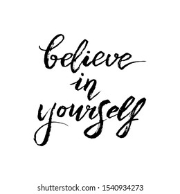 Believe Yourself Text Card Handwritten Brush Stock Vector (Royalty Free ...