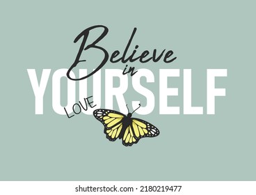 believe in yourself vector design hand drawn